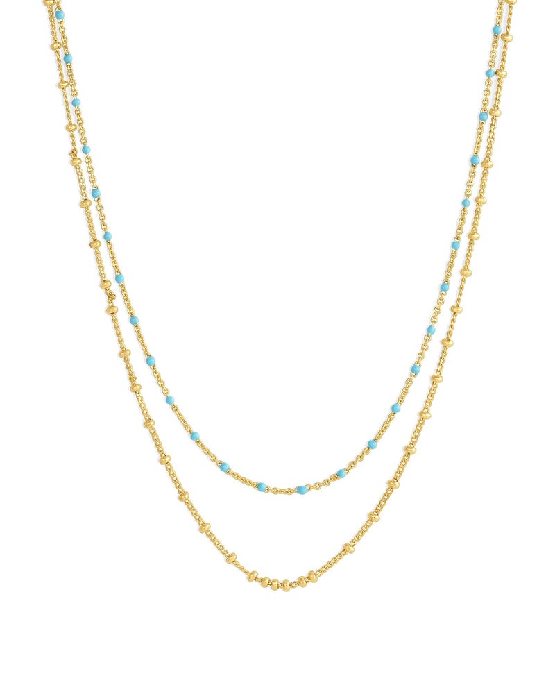 gorjana - Capri Layer Necklace - 18K Gold-Plated Brass - Vibrant Enamel Accents - Secure Spring Closure - Versatile Layered Design - Everyday Elegance - Image 1